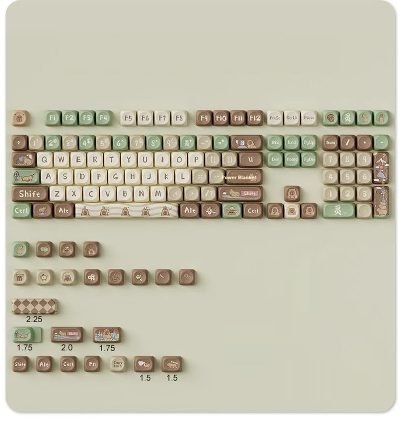 Capybara Anime Keycap Moa Profile Pbt Cute Keycaps 131key Cartoon Artisan Key Caps Point Keyboard Cap Mechanical Keyboard Gamer