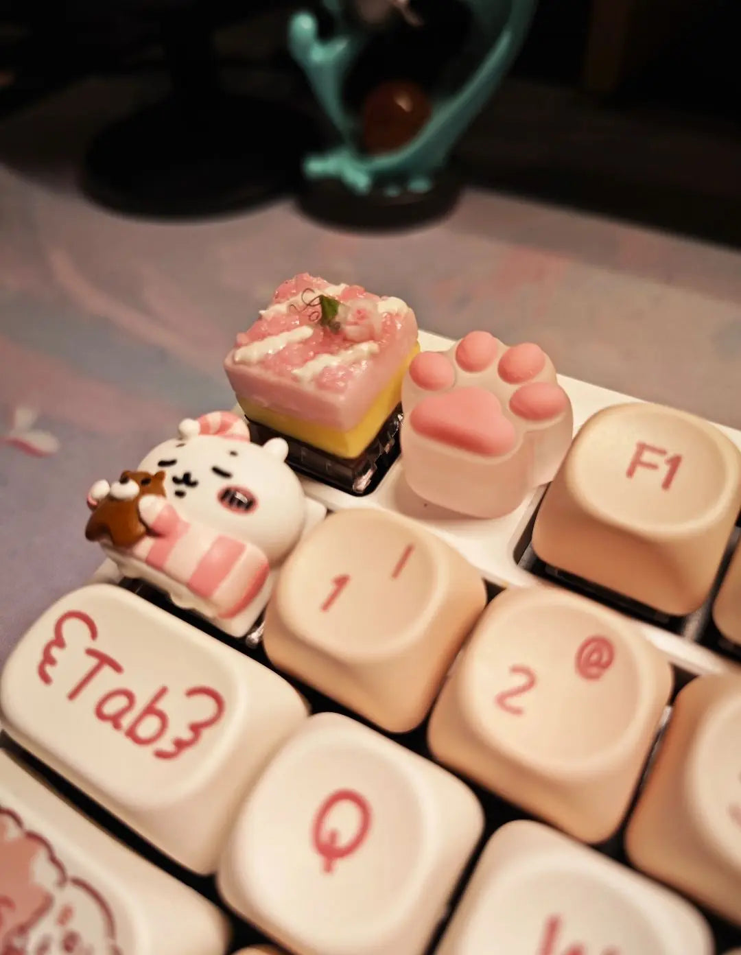 Original Cute Cake Keycap Kawaii Clay Keyboard Caps Custom Handmade Game Artistic Keycaps for Mechanical Keyboard Gift MX Switch