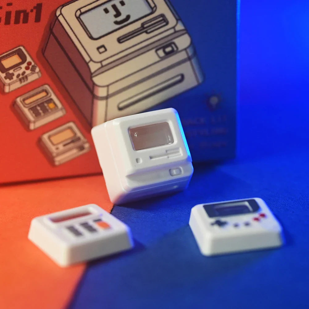 K-04 键盘键帽 3 合 1 替换机械键盘键帽 复古游戏机键帽 可爱透明键帽套装