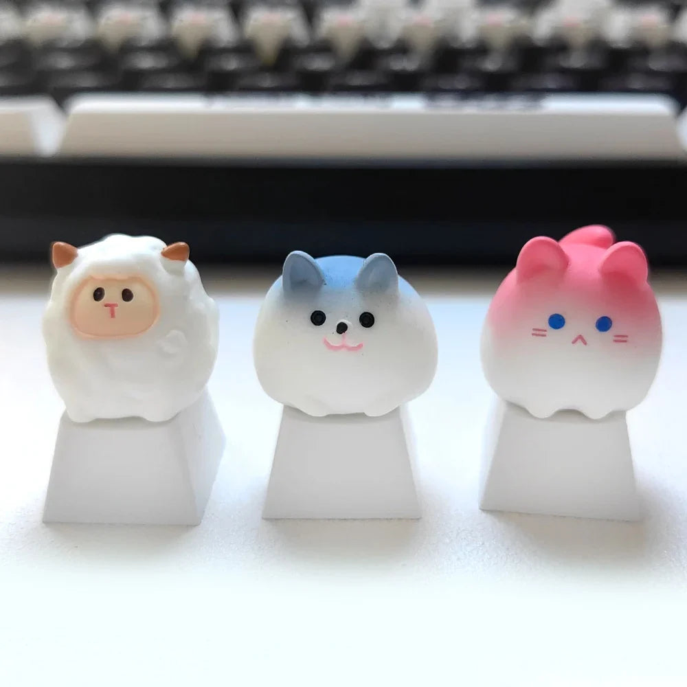 Personalized Keycaps Cute Cartoon Animals Cat Sheep OEM Height Key Caps Keyboards Decoration Accessories