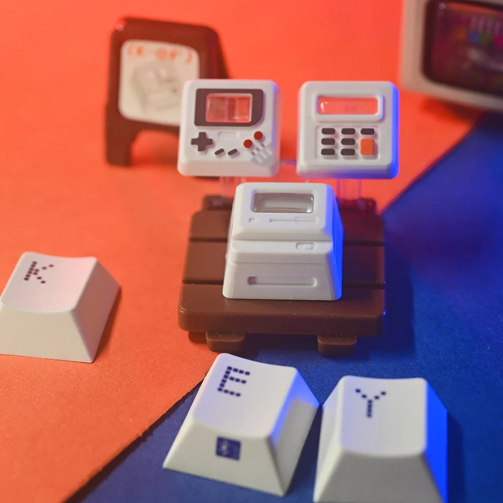 K-04 键盘键帽 3 合 1 替换机械键盘键帽 复古游戏机键帽 可爱透明键帽套装