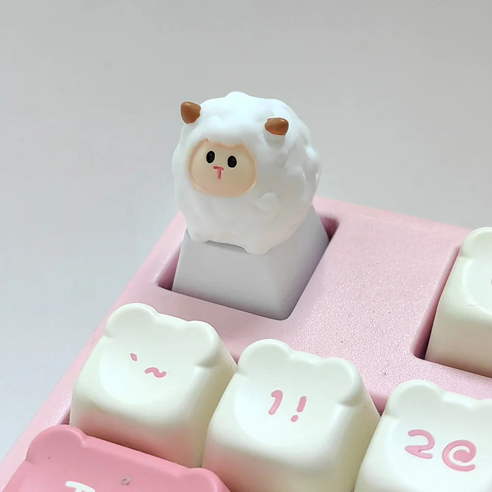 Personalized Keycaps Cute Cartoon Animals Cat Sheep OEM Height Key Caps Keyboards Decoration Accessories