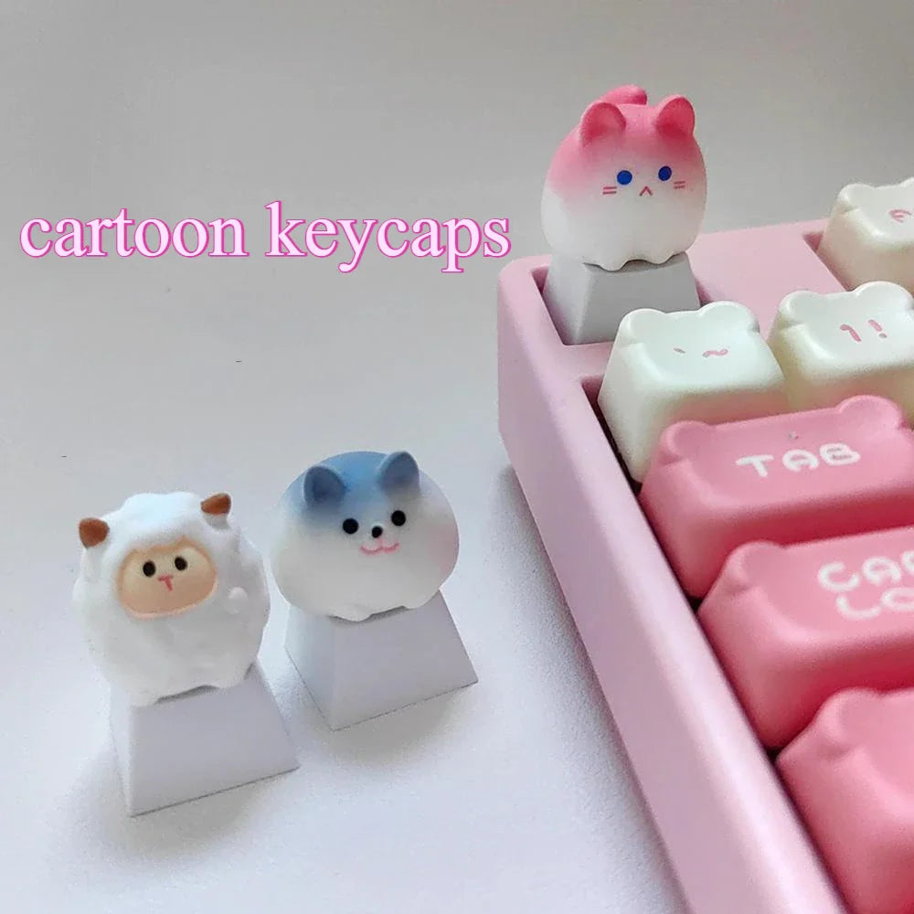 Personalized Keycaps Cute Cartoon Animals Cat Sheep OEM Height Key Caps Keyboards Decoration Accessories