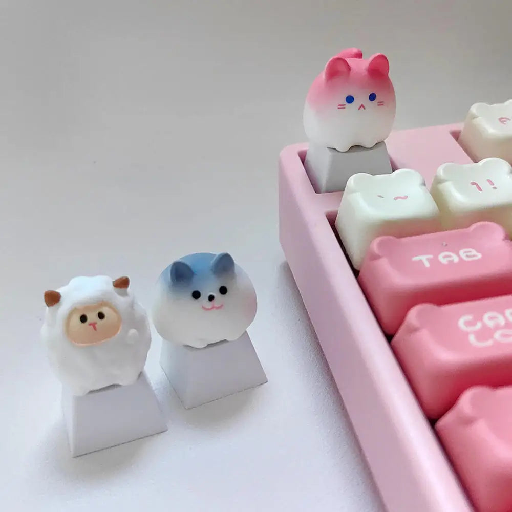 Personalized Keycaps Cute Cartoon Animals Cat Sheep OEM Height Key Caps Keyboards Decoration Accessories