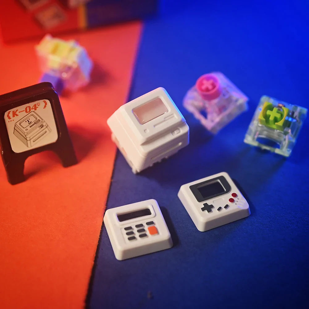 K-04 键盘键帽 3 合 1 替换机械键盘键帽 复古游戏机键帽 可爱透明键帽套装