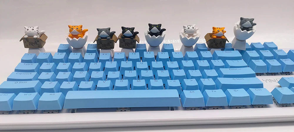 Customize Your Keyboard with Cute Cat Keycaps - PBT Axis Cherry MX Artisan Anime Pink Kawaii Accessories