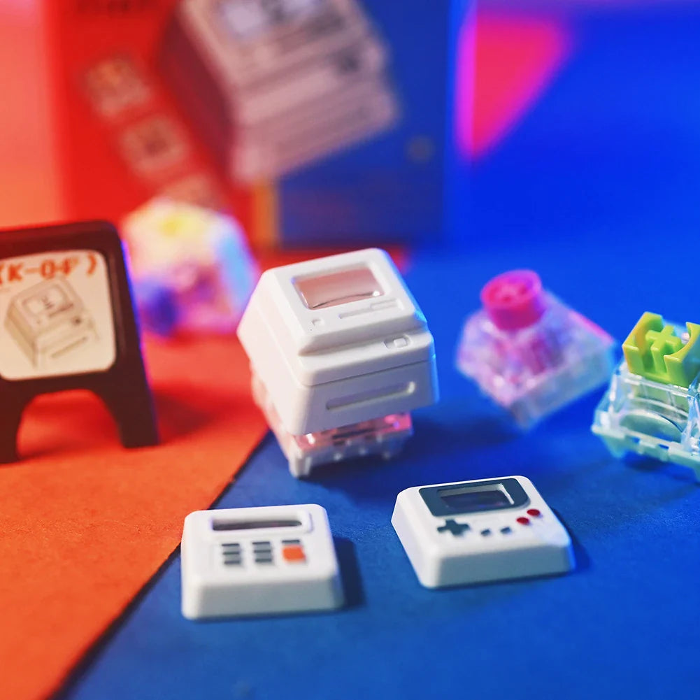 K-04 键盘键帽 3 合 1 替换机械键盘键帽 复古游戏机键帽 可爱透明键帽套装